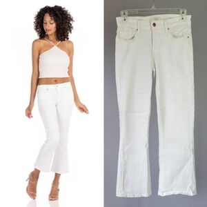 FIDELITY DENIM // bella mid-rise crop boot cut off-white stretch denim jeans